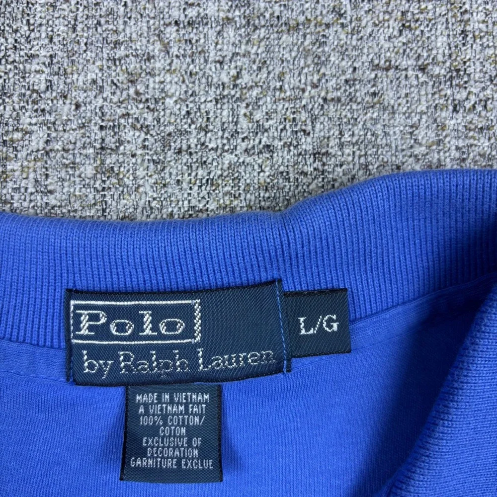 Polo Ralph Lauren Polo Shirt Mens L Blue Short Sleeve Yellow Pony Classic Fit